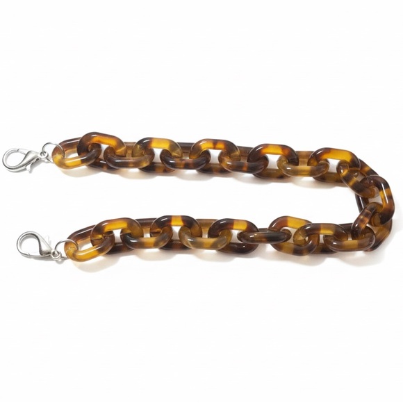 Accessories - Leopard Brown Chunky Acrylic Hat Chain Purse Strap Mask Lanyard 11” Rave Y2K